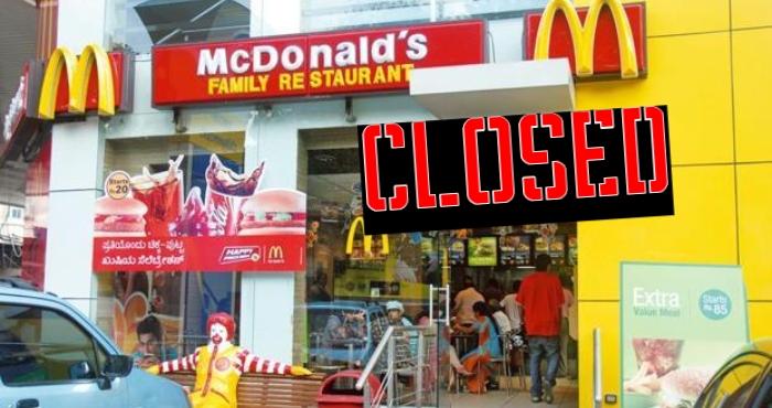160 macdonalds restaurant in india can get closed the reason