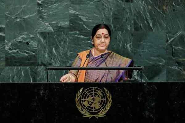 foreign minister sushma swaraj roar un against terrorism and pakistan