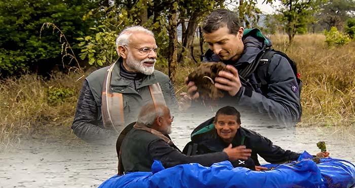 pm modi in discovery channel with bear grylls in man vs wild